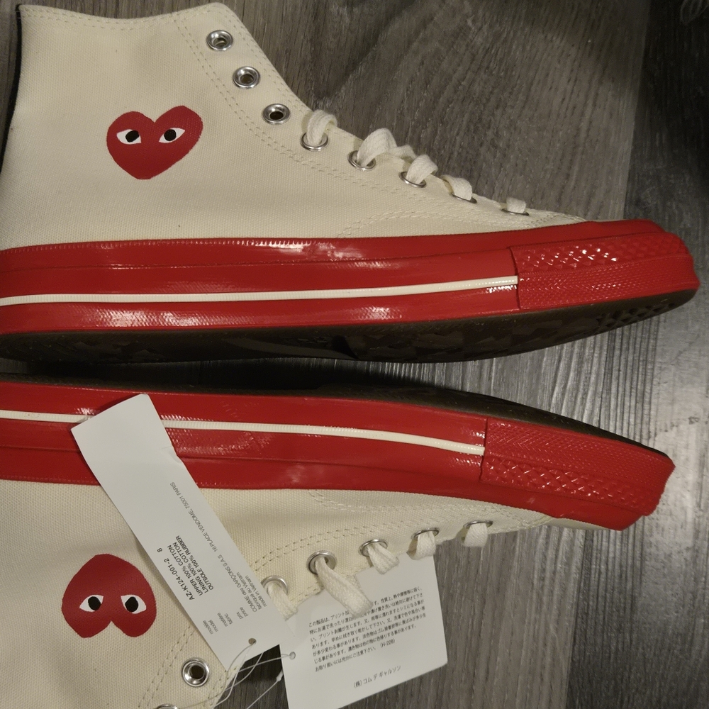 CDC Converse x PLAY Canvas Chuck  Cream with Red Brand New Womens  Size 10 - Picture 6 of 10